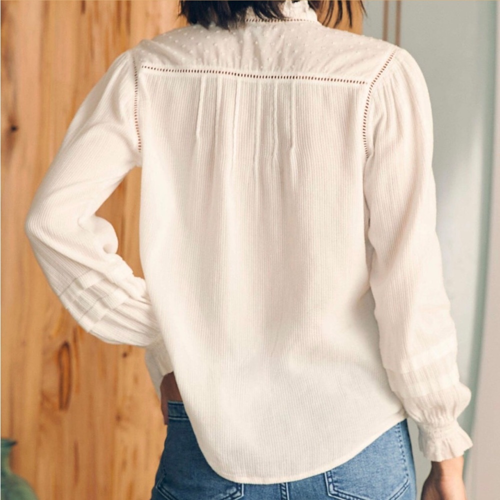 FAHERTY Willa Organic Cotton Blouse White - Picture 3 of 15